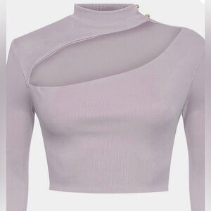 Club L London Long Sleeve Cut Out Mauve Crop Top.  NWOT.